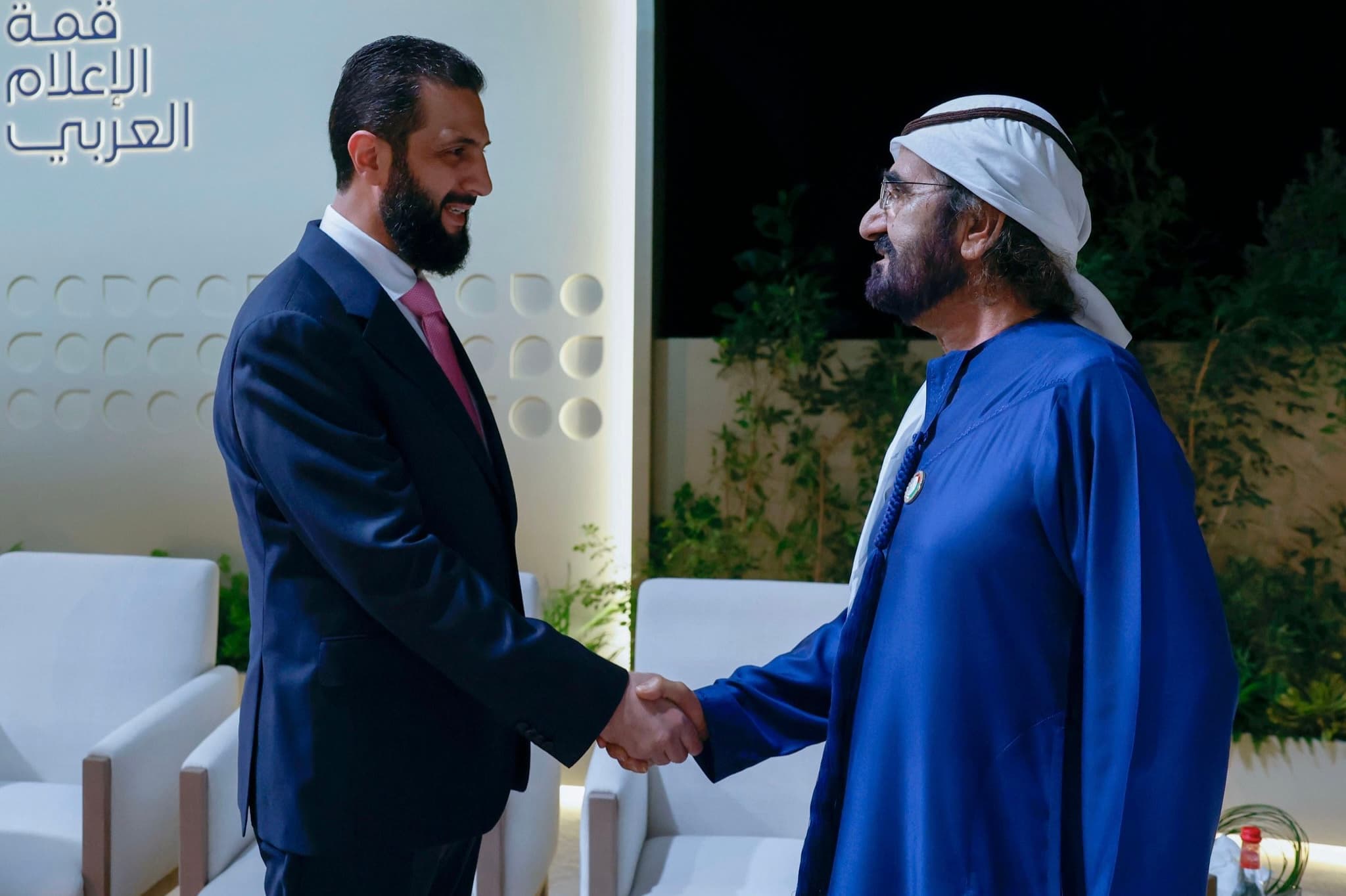 President Ahmed al-Sharaa meets Sheikh Mohammed bin Rashid Al Maktoum in Dubai, 15 September 2026. © HH Sheikh Mohammed bin Rashid Al Maktoum / X